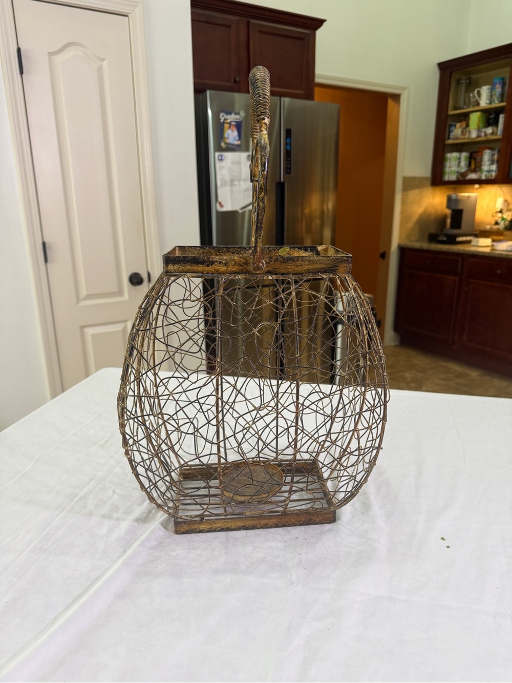 Rustic Gold Wire Lantern - Decorative Home Accent - Picture 3 of 9